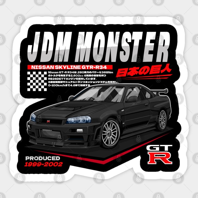 NISSAN SKYLINE GTR-R34 (BLACK) Sticker by HFP_ARTWORK